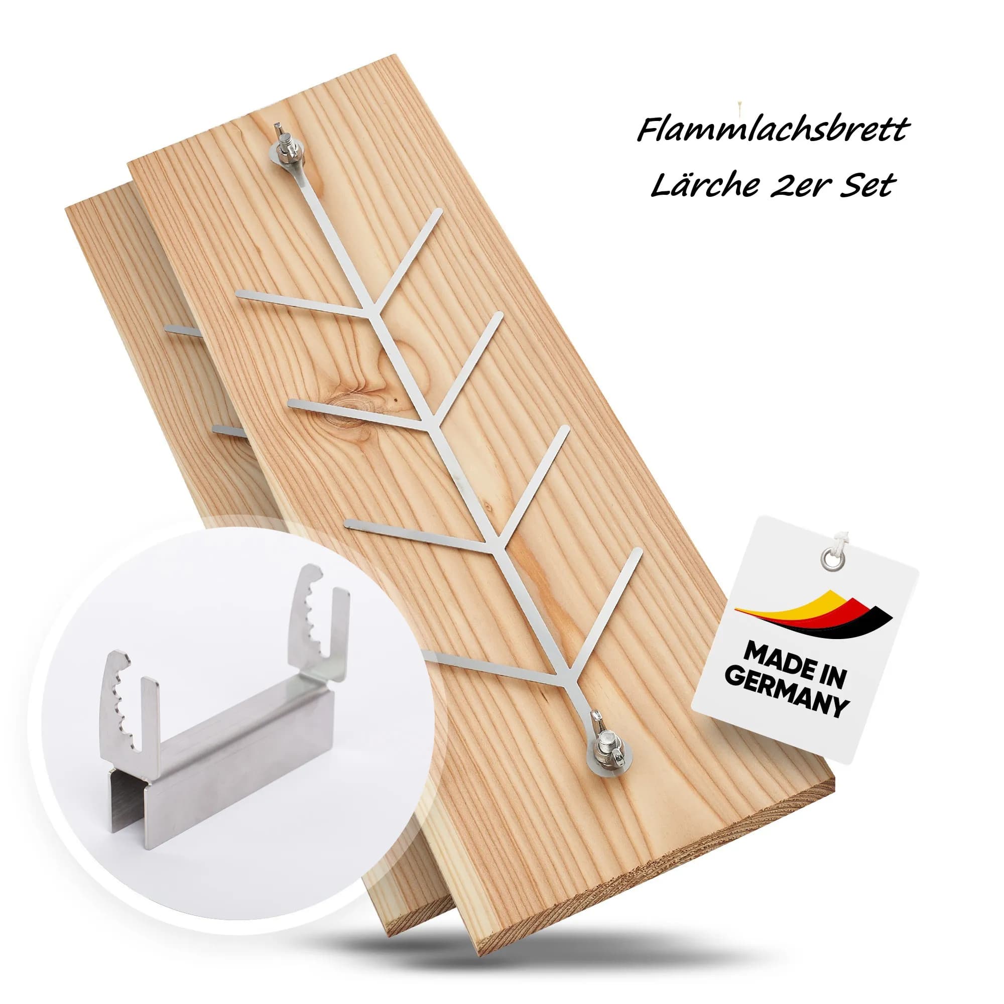 Lachs am Feuer zubereiten – 2er Set Lärche von Flammlachsbrettl 4