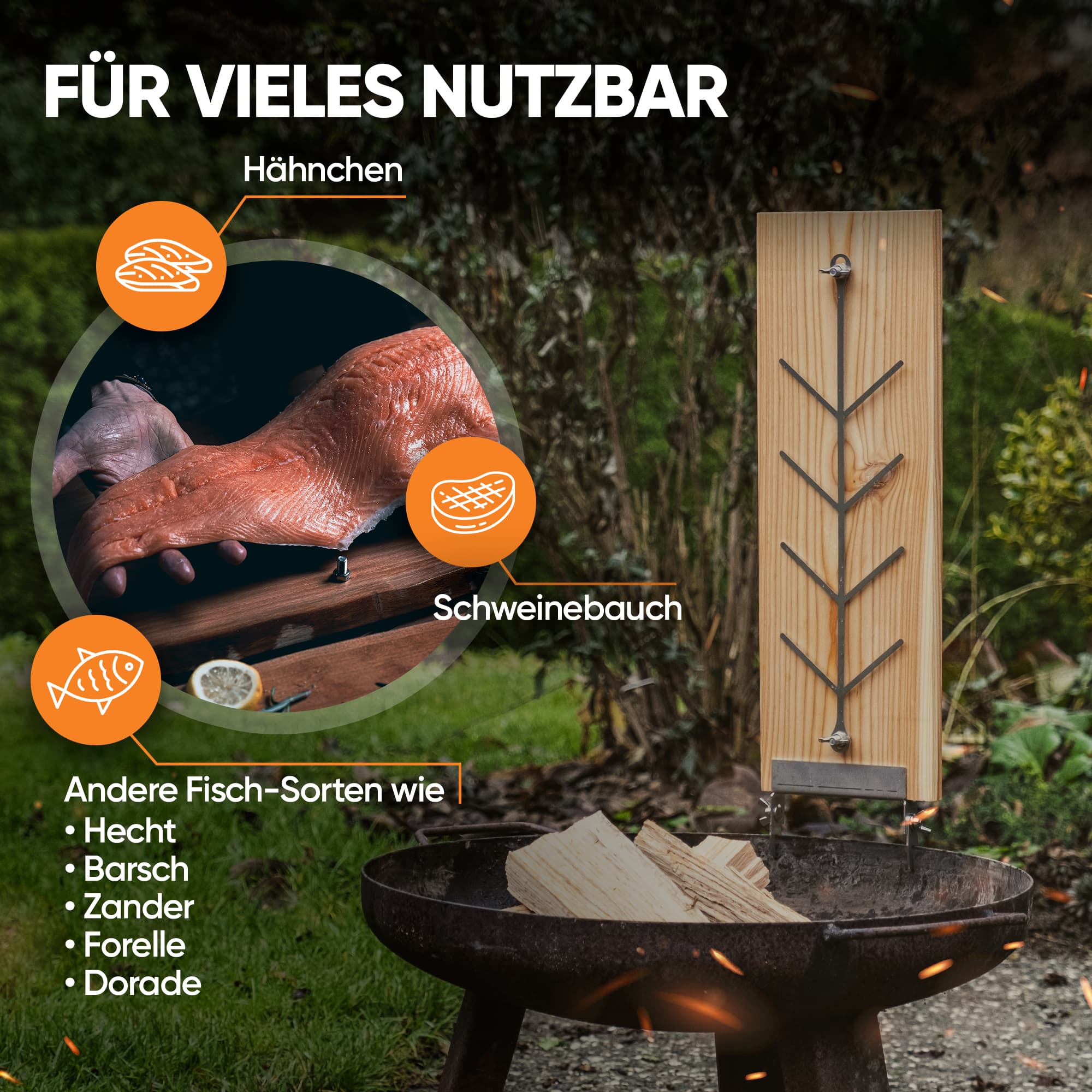 Flammlachsbrett am Kugelgrill – Genuss mit System