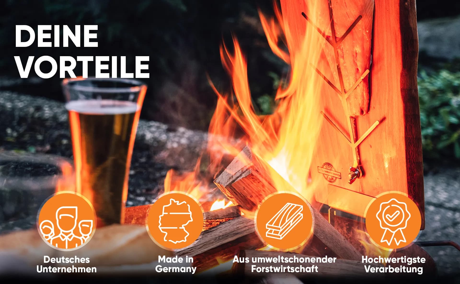 Lachs am Feuer zubereiten – 2er Set Lärche von Flammlachsbrettl 5