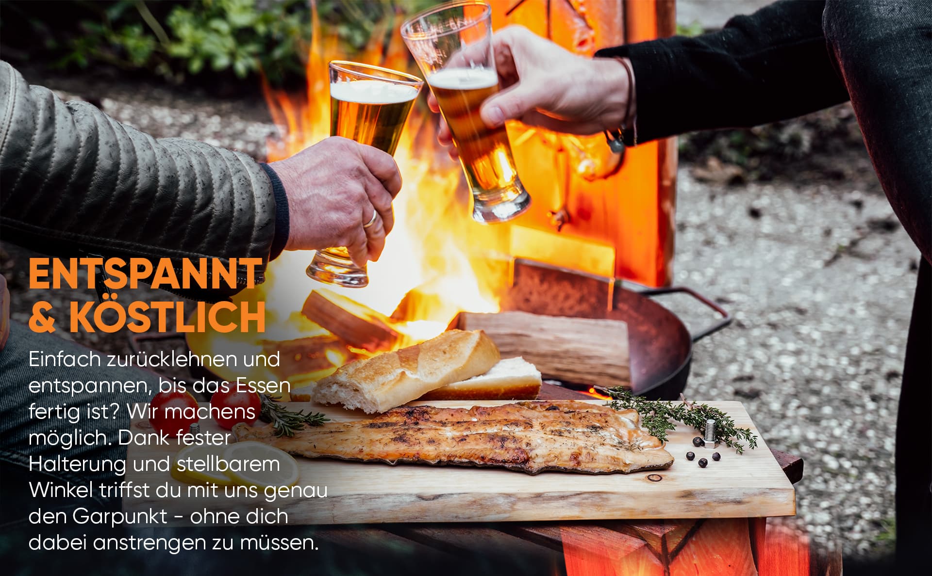 Flammlachsbrett Lärche Rustikal XXL – extra groß & stark