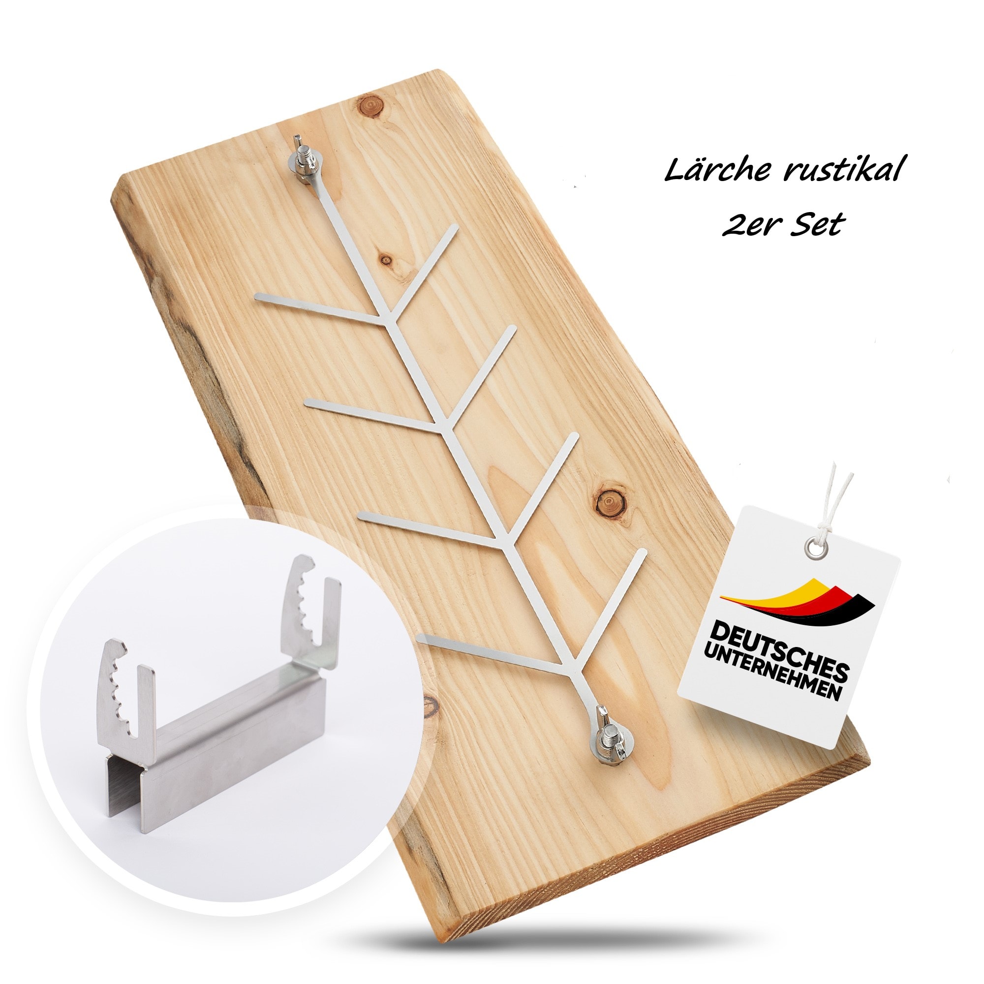 Flammlachsbrett Lärche Rustikal 2er Set – doppelt stark