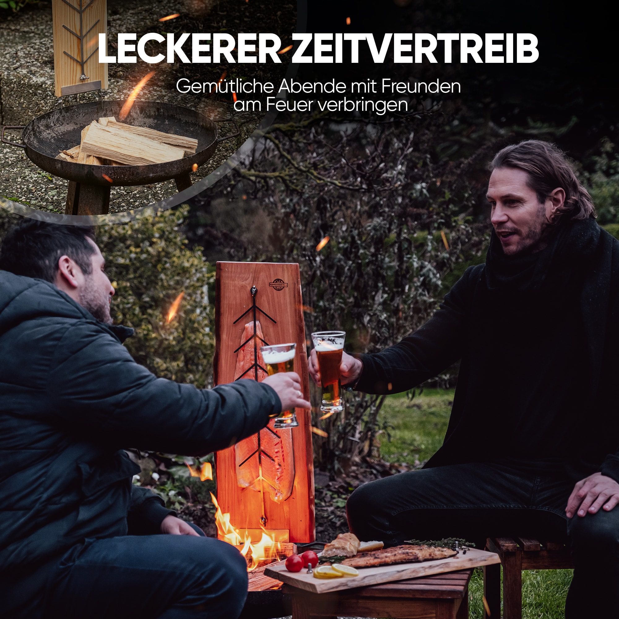 Flammlachsbrett Lärche Rustikal XXL – extra groß & stark